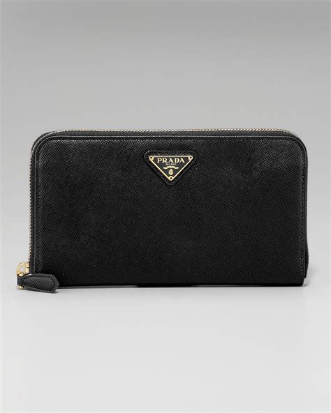 prada black zip wallet